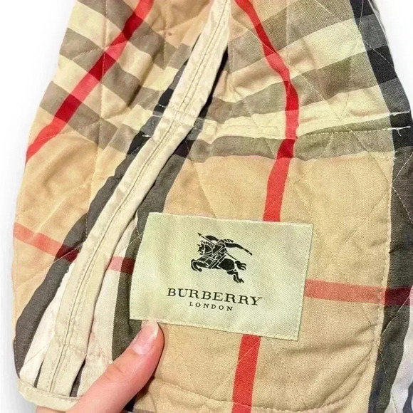 Burberry Nova Check Diamond Quilted Beige Barn Button Jacket Coat Size XL - Picture 8 of 14